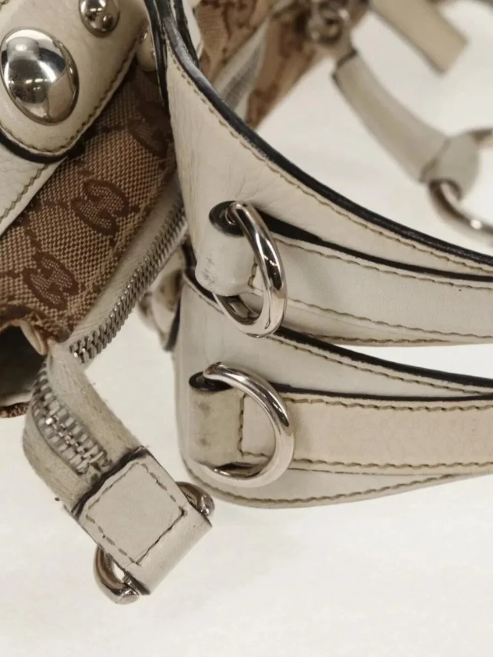 GUCCI GG Canvas Hand Bag 2way Beige White Auth ep10950